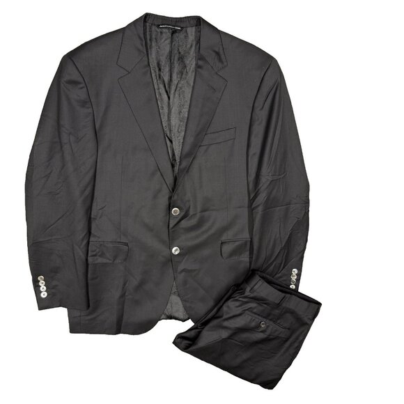 Coppley Suit "Gibson" 100s Wool Sharkskin Made in Canada Black 44R 36x30 - Picture 1 of 11